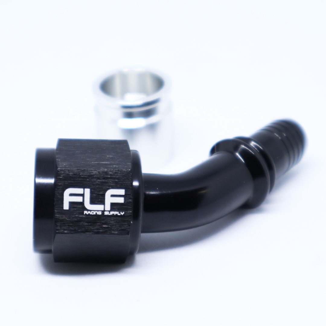 Crimp-On Swivel Hose End (Braided PTFE) - 45 Degree AN