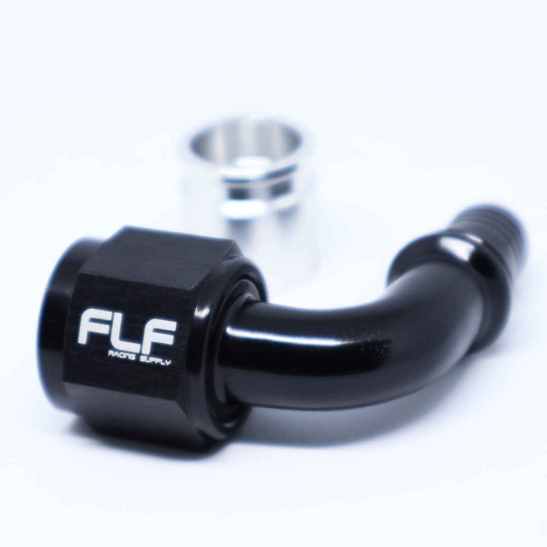 Crimp-On Swivel Hose End (Braided PTFE) - 90 Degree AN